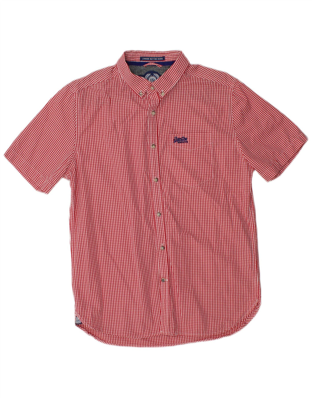 SUPERDRY Chemise à Manches Courtes Homme Grand Rouge Vichy Coton