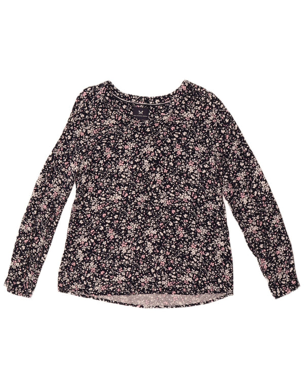 Crew Clothing Haut chemisier à manches longues pour femme UK 42 Bleu marine moyen floral