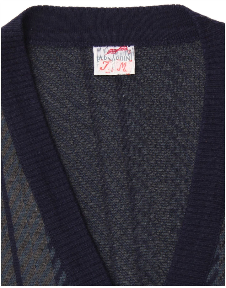 Bernardini Cardigan Homme Pull Petit Bleu Marine Géométrique