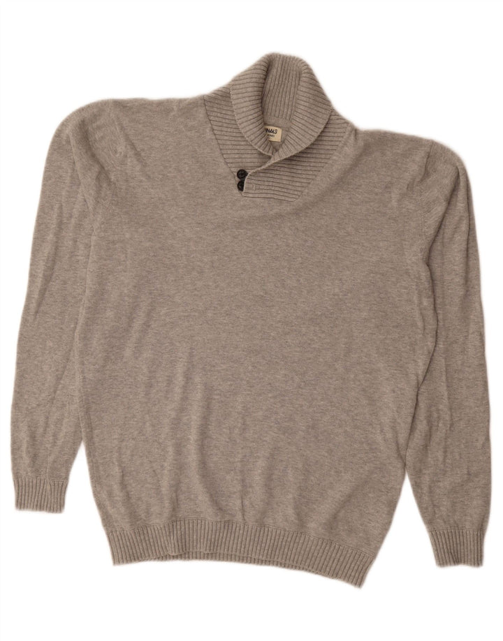 JACK & JONES Pull col châle pour homme en coton gris Taille L
