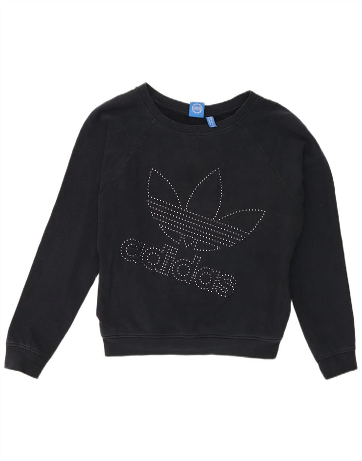 Adidas Sweat-shirt surdimensionné graphique pour femme UK 10 Petit Bleu marine