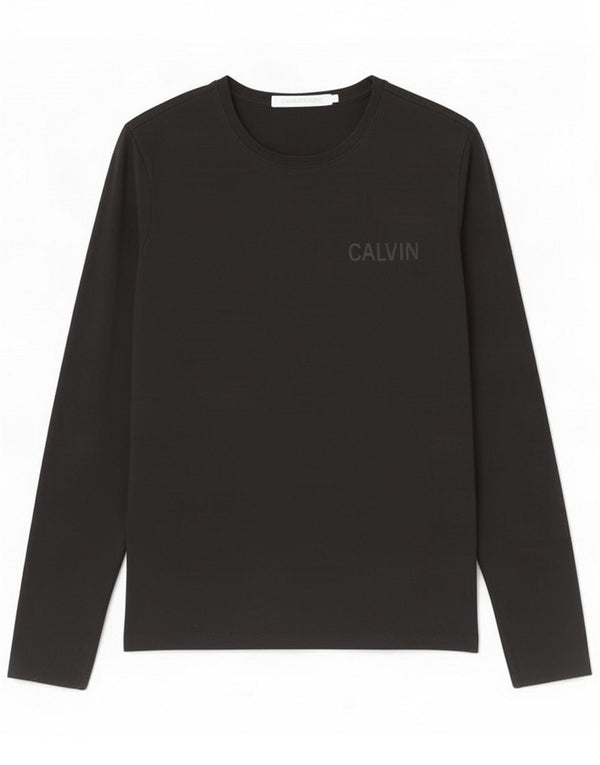 Calvin Klein Jeans Haut graphique à manches longues pour homme Petit coton noir