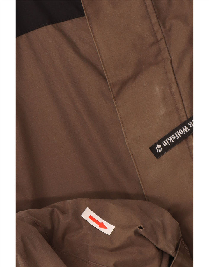 Jack Wolfskin Veste coupe-vent à capuche pour homme UK 38 Marron moyen Colourblock