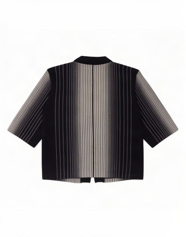 vintage Femme Cardigan Top UK 16 Grand Noir Rayé
