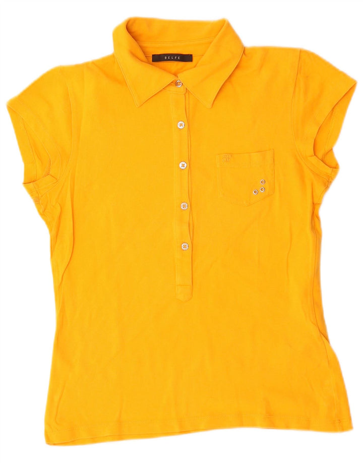 Belfe Polo Femme UK 10 Petit Jaune Coton