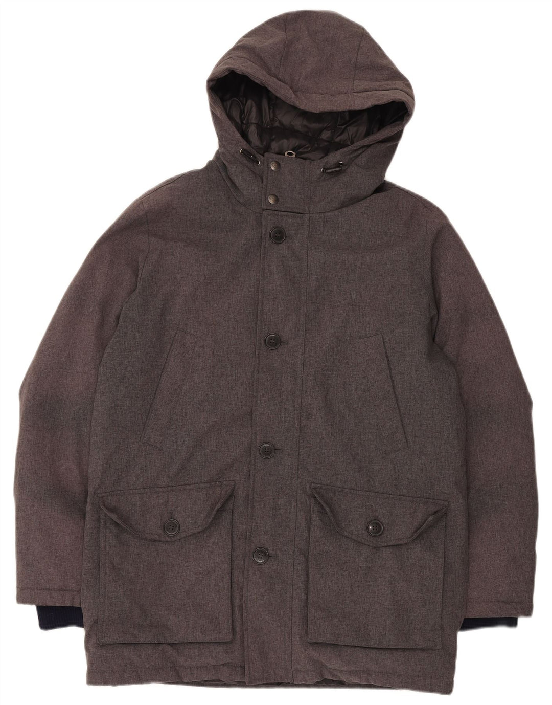 Dockers Manteau rembourré à capuche pour homme UK 38 Gris moyen Polyester