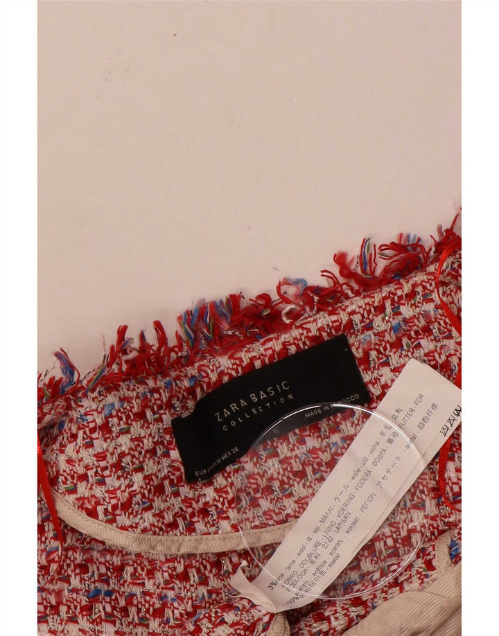 Zara Womens Blazer Jacket UK 12 Medium Red Flecked Wool