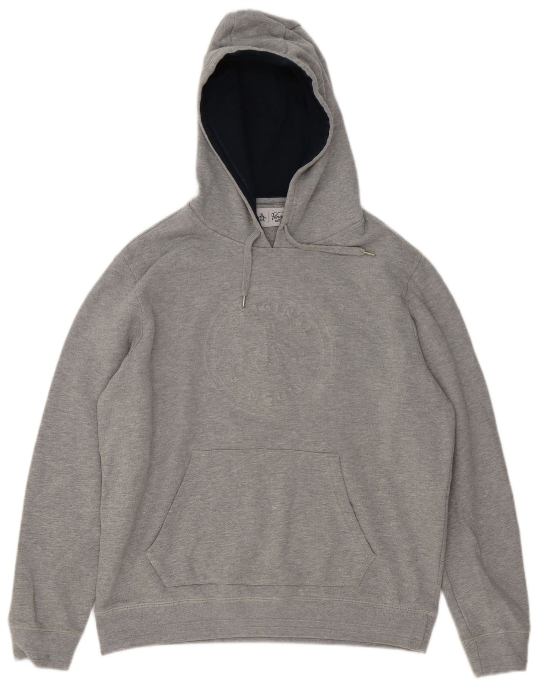 Penguin Pull à capuche graphique pour hommes, grand coton gris