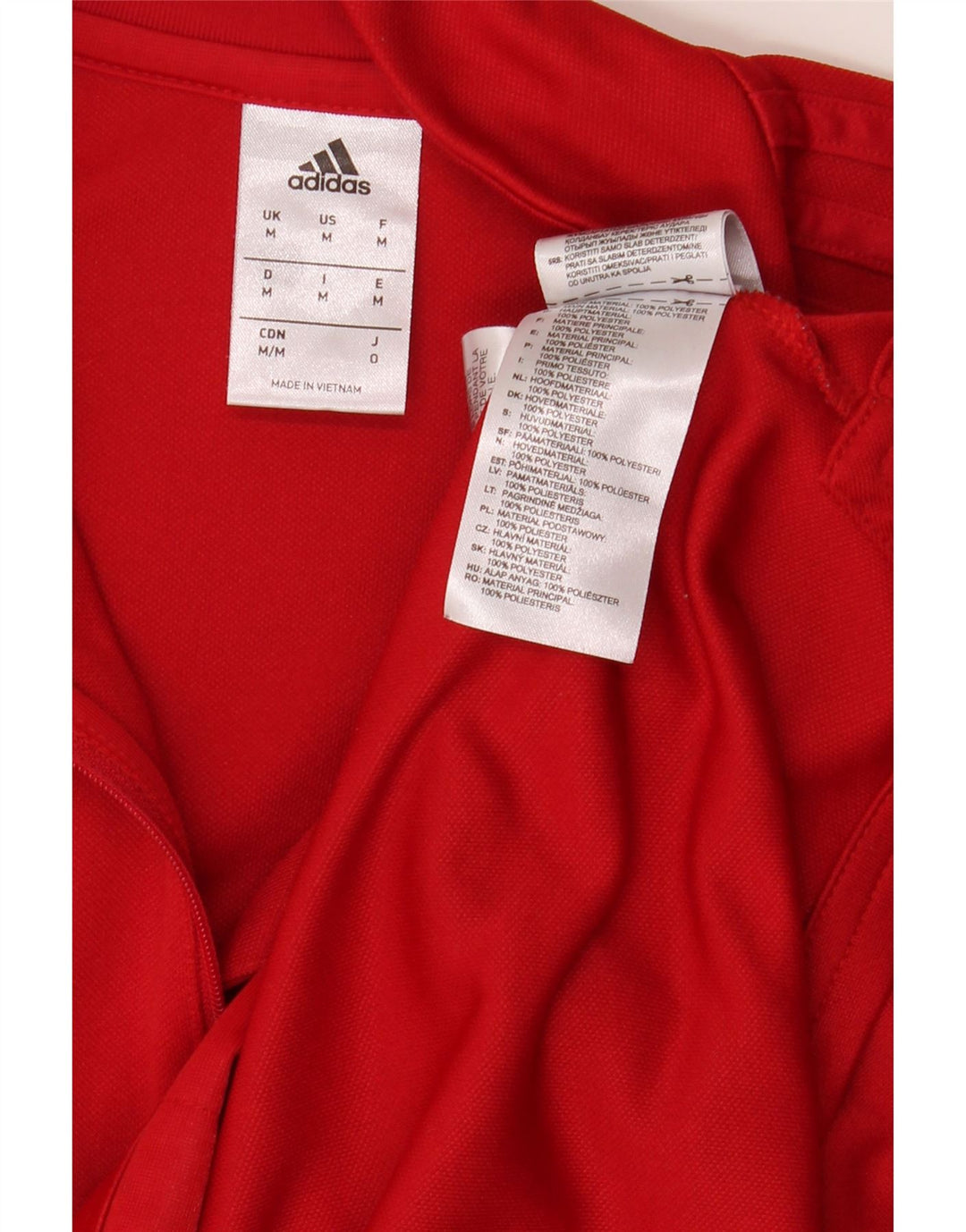 Adidas Haut de survêtement à col zippé pour homme en polyester rouge moyen