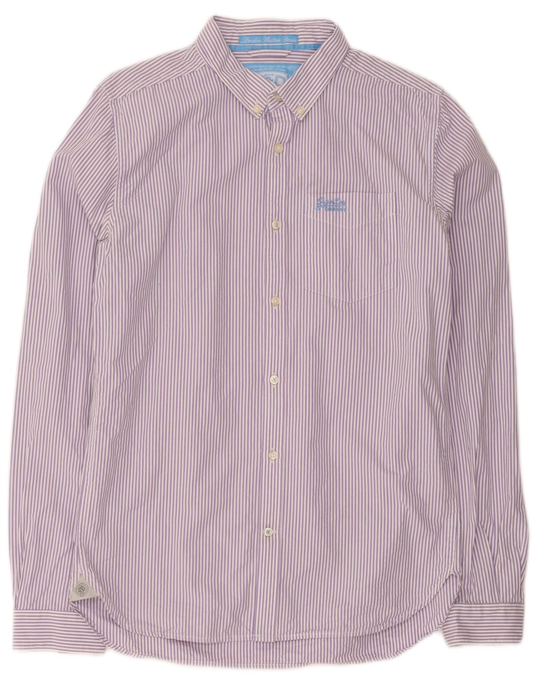 Superdry Chemise Homme Violet Moyen À Fines Rayures En Coton