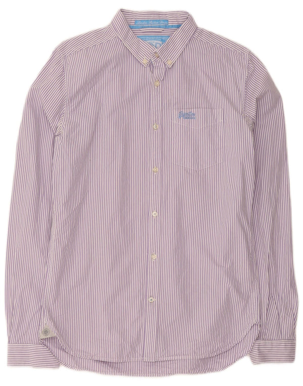 Superdry Chemise Homme Violet Moyen À Fines Rayures En Coton