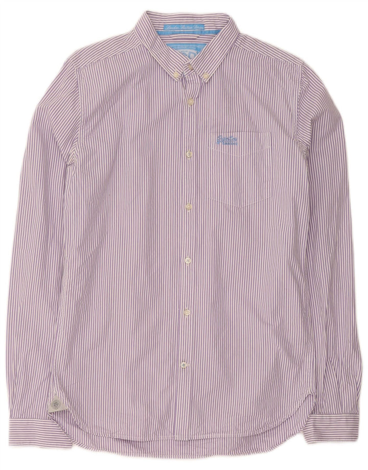 Superdry Chemise Homme Violet Moyen À Fines Rayures En Coton