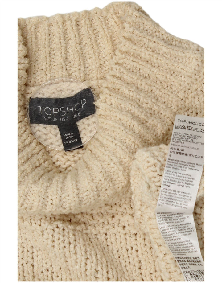 Topshop Pull surdimensionné à col roulé pour femme UK 8 Small Blanc cassé