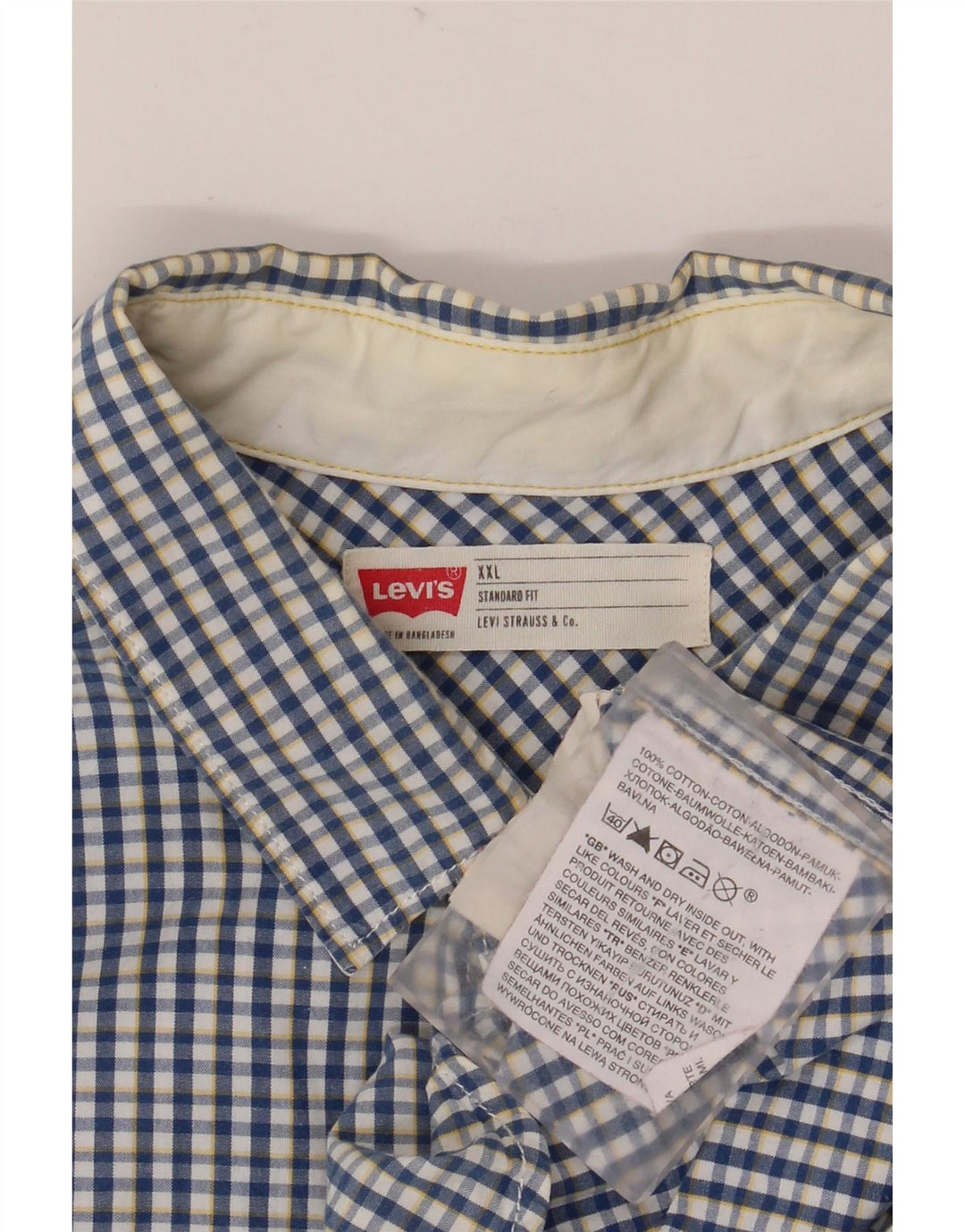 Levi's Chemise à Manches Courtes Homme Coupe Standard 2XL Bleu à Carreaux Coton Classique