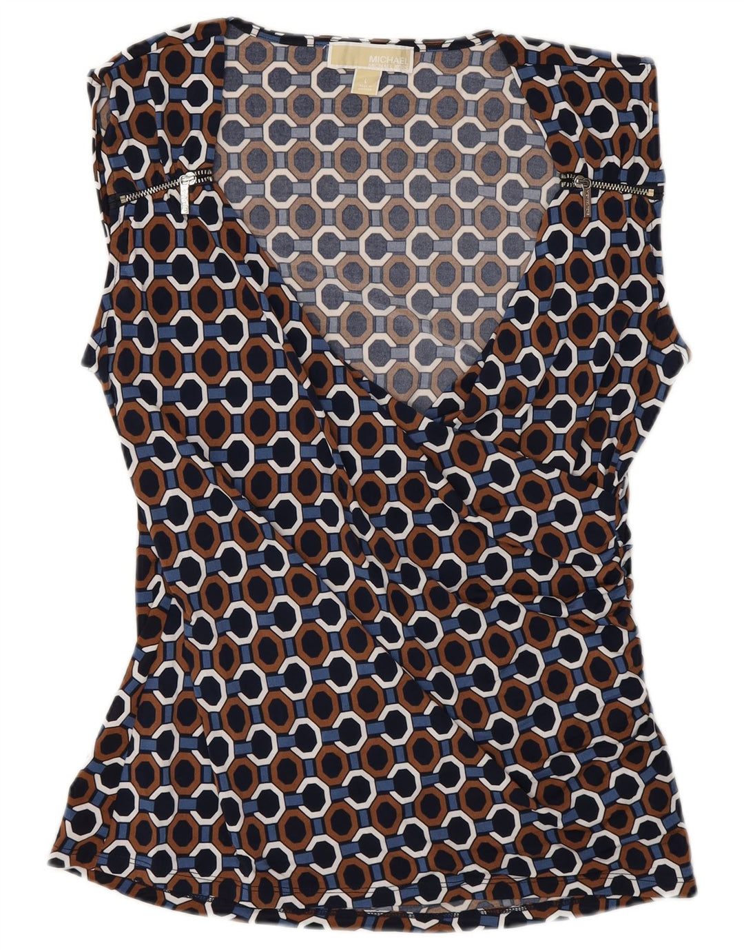 Michael Kors Womens Blouse Top UK 14 Large Multicolore Géométrique