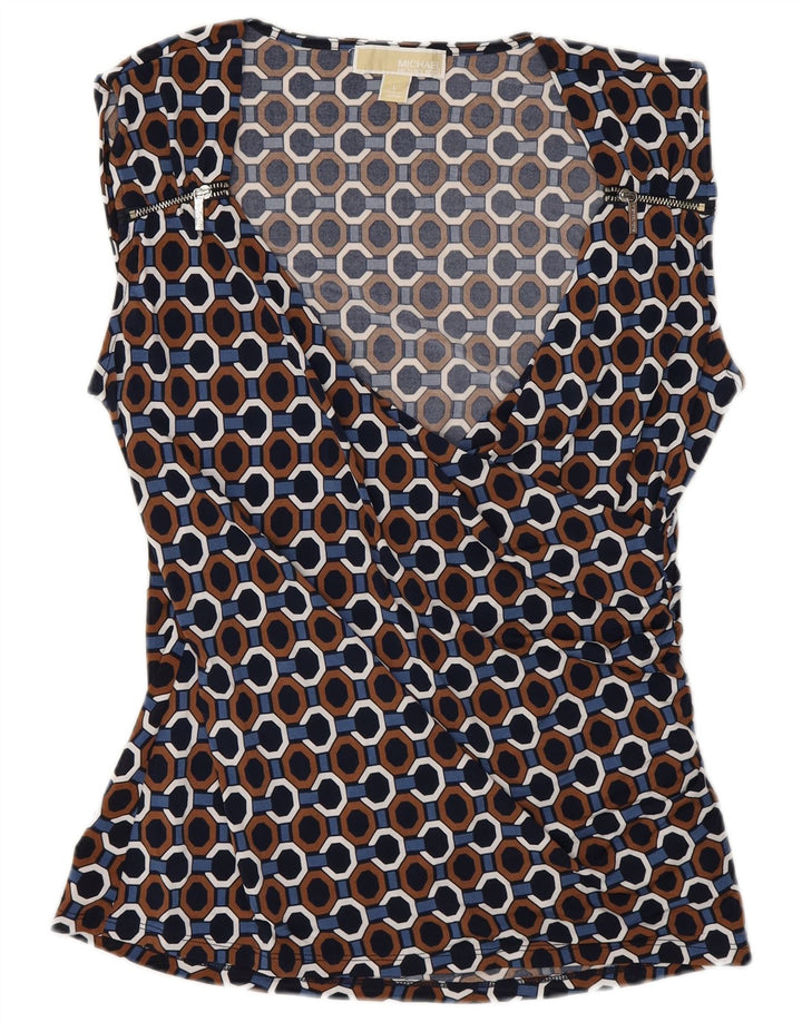 Michael Kors Womens Blouse Top UK 14 Large Multicolore Géométrique