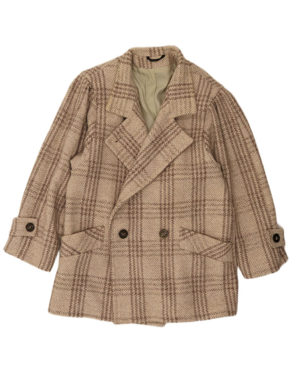 C&A Veste Blazer Double Boutonnage Homme UK 38 Laine Pied-de-Poule Beige Moyen