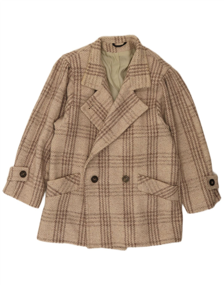 C&A Veste Blazer Double Boutonnage Homme UK 38 Laine Pied-de-Poule Beige Moyen