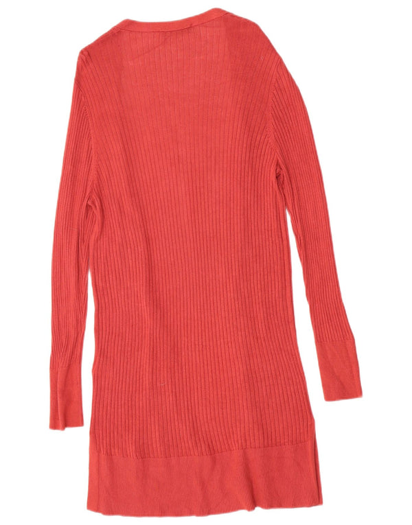 Oasis Cardigan ouvert long pour femme UK 12 Viscose rouge moyen