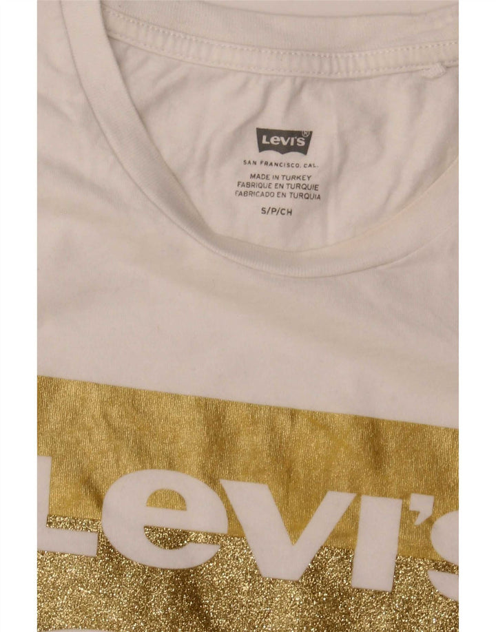 Levi's T-Shirt Graphique Femme UK 10 Small Blanc