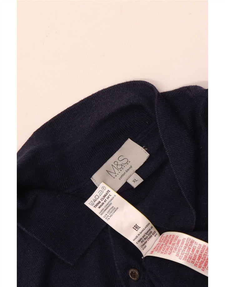 Marks & Spencer Pull col polo pour homme XL Bleu marine