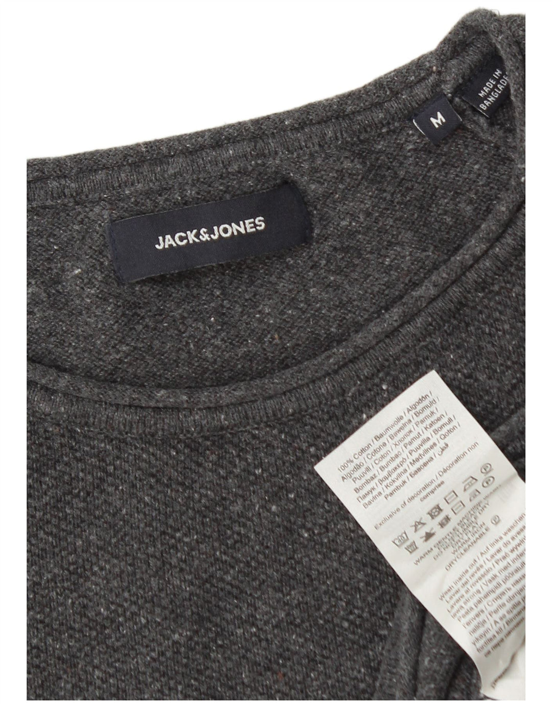 Jack & Jones Pull Col Rond Homme Gris Moyen Coton