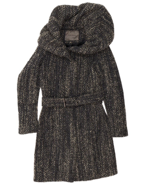 Zara Femme Pardessus UK 6 XS Gris Herringbone Polyester