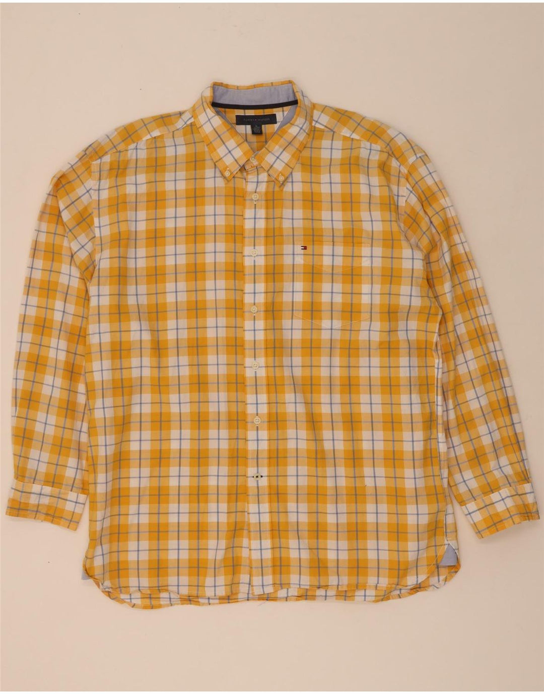 Tommy Hilfiger Chemise Homme XL Jaune Carreaux Coton