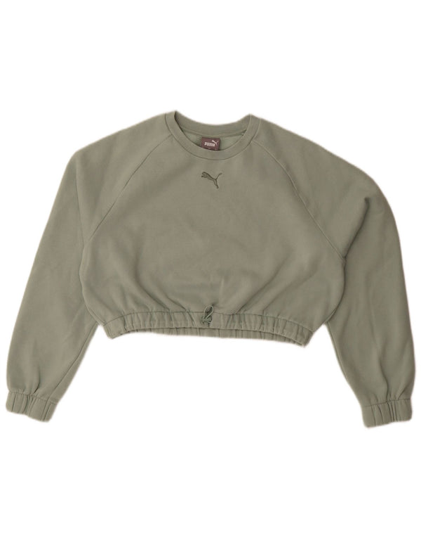 Puma Sweat-shirt court surdimensionné pour femme UK 10 Petit coton vert