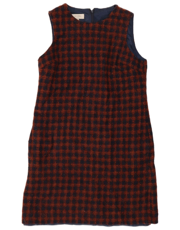 Hobbs Robe droite sans manches pour femme UK 42 Laine à carreaux bleu marine moyen