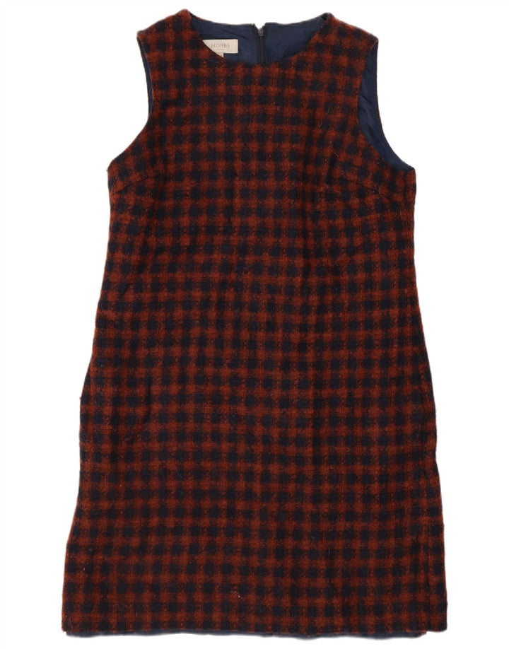 Hobbs Robe droite sans manches pour femme UK 42 Laine à carreaux bleu marine moyen