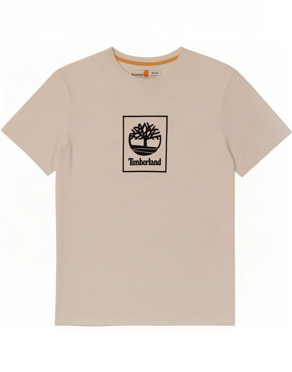 Timberland T-Shirt Regular Fit Graphic Homme Blanc Moyen Coton