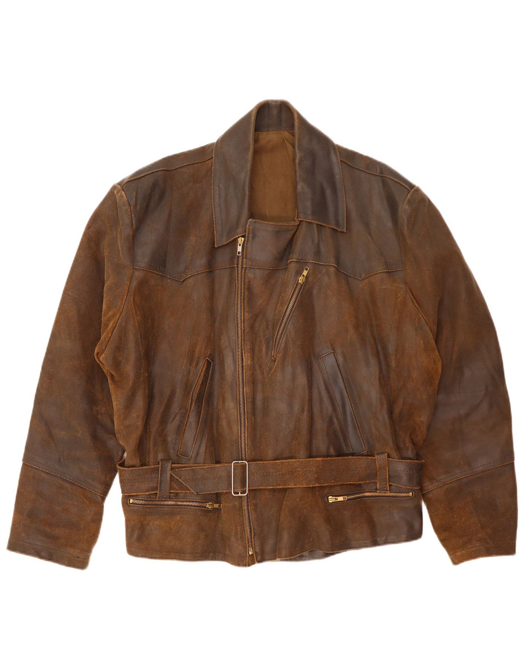 Veste motard en cuir homme vintage UK 42 XL Marron