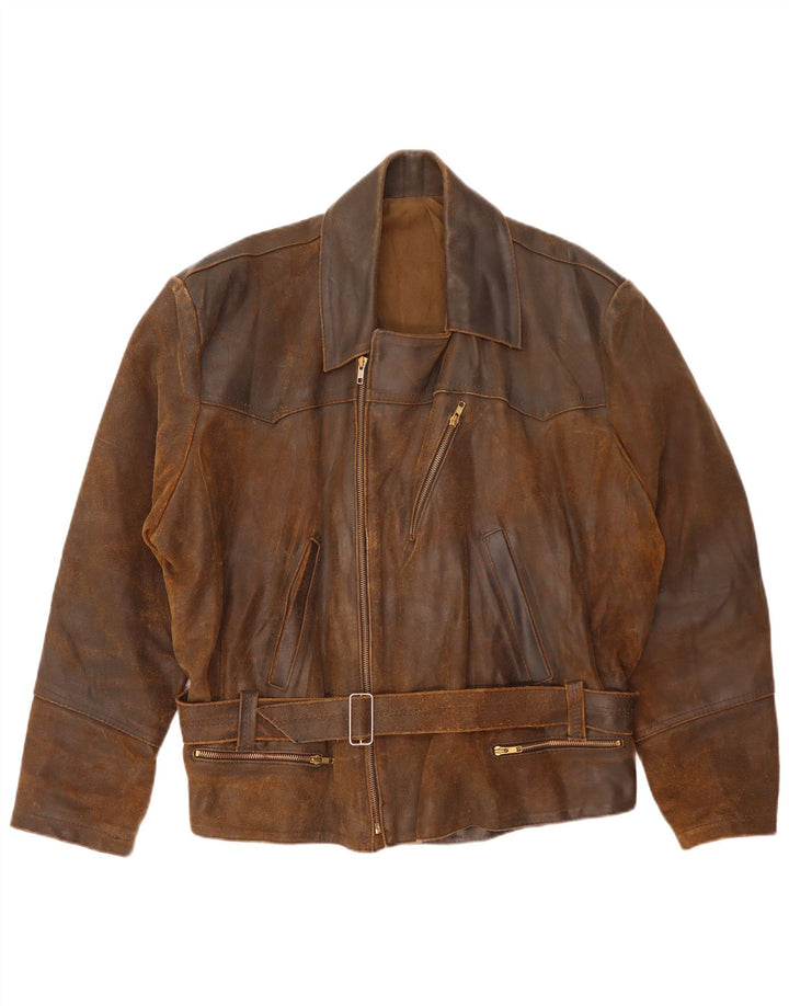 Veste motard en cuir homme vintage UK 42 XL Marron