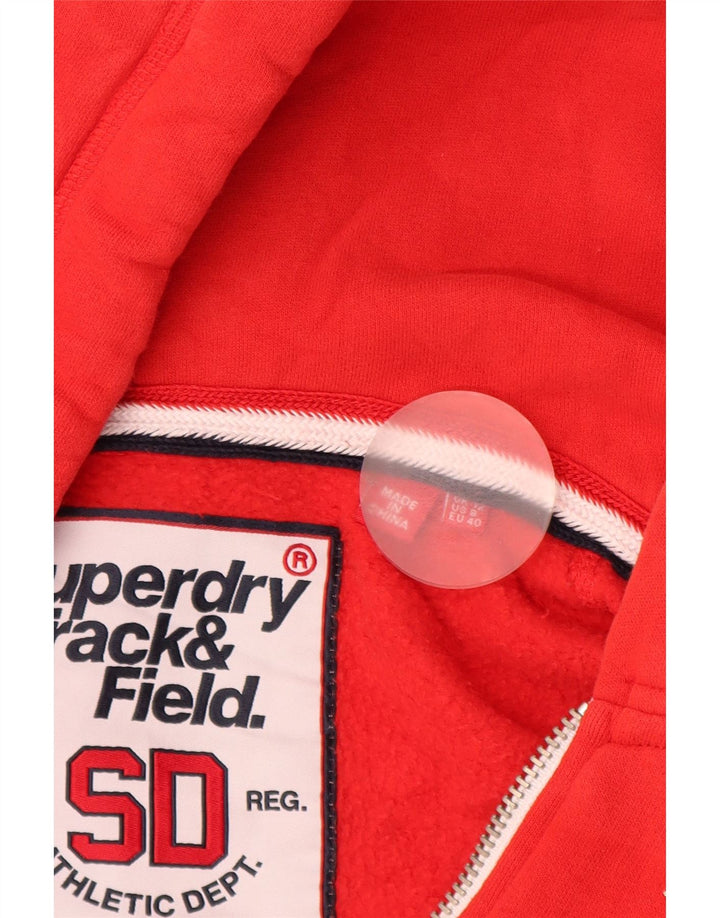 SUPERDRY Pull à capuche zippé graphique pour femme UK 12 Rouge moyen Coton