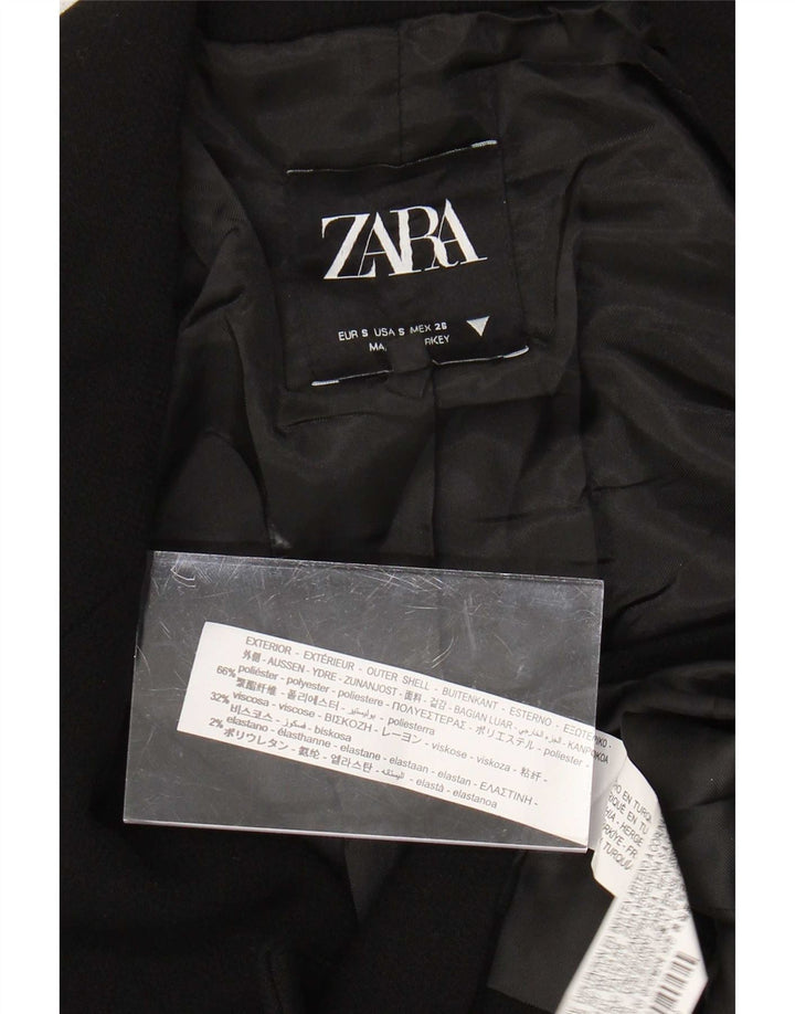 Zara Veste boléro à double boutonnage pour femme UK 10 Small Noir Polyester