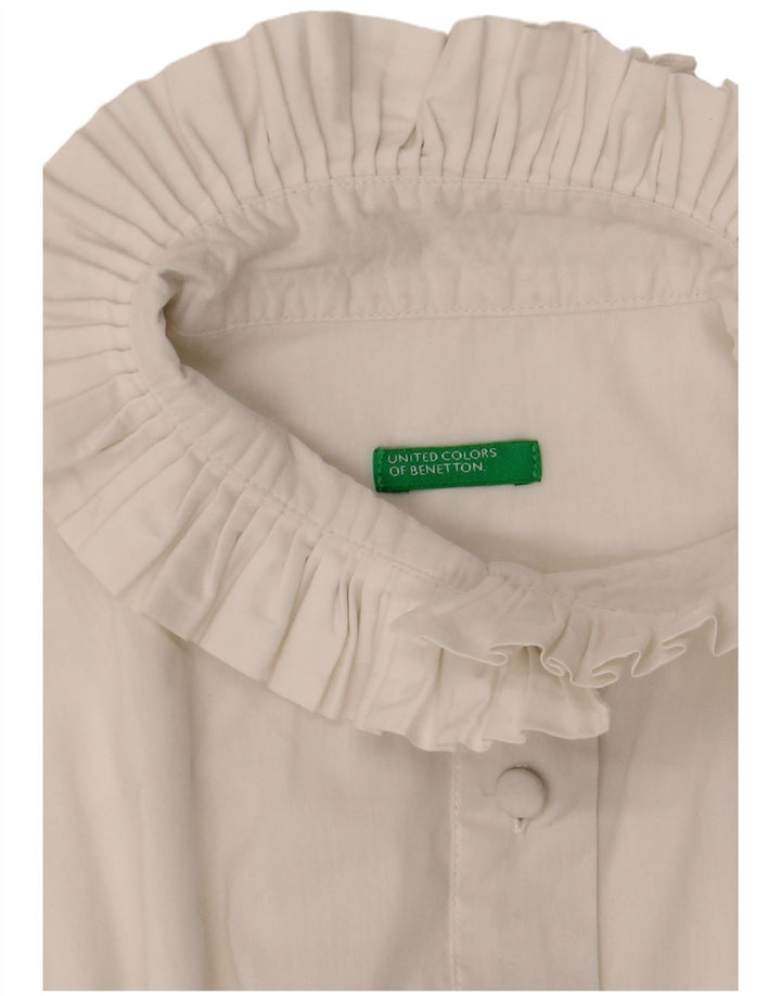 Benetton Chemise Chemisier UK 14 Medium Blanc Femme