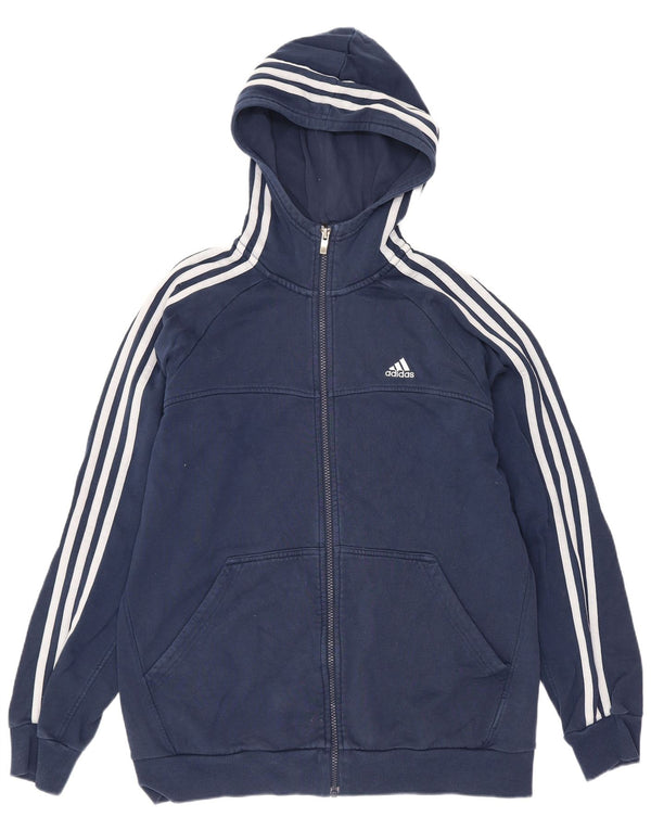 Adidas Pull à capuche zippé pour garçon 15-16 ans Bleu marine Coton Sports