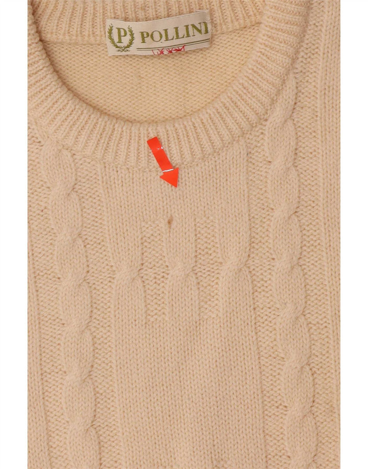 Pollini Pull à col rond pour homme IT 52 Large en laine blanc cassé