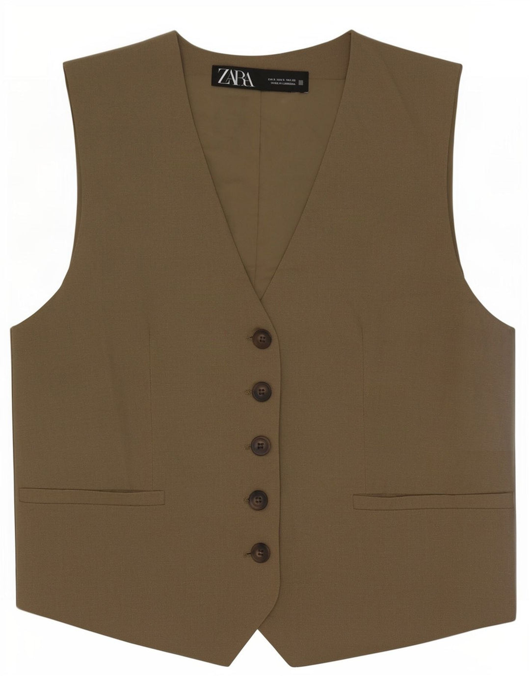 Zara Femme Gilet UK 10 Petit Kaki Polyester