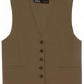 Zara Femme Gilet UK 10 Petit Kaki Polyester