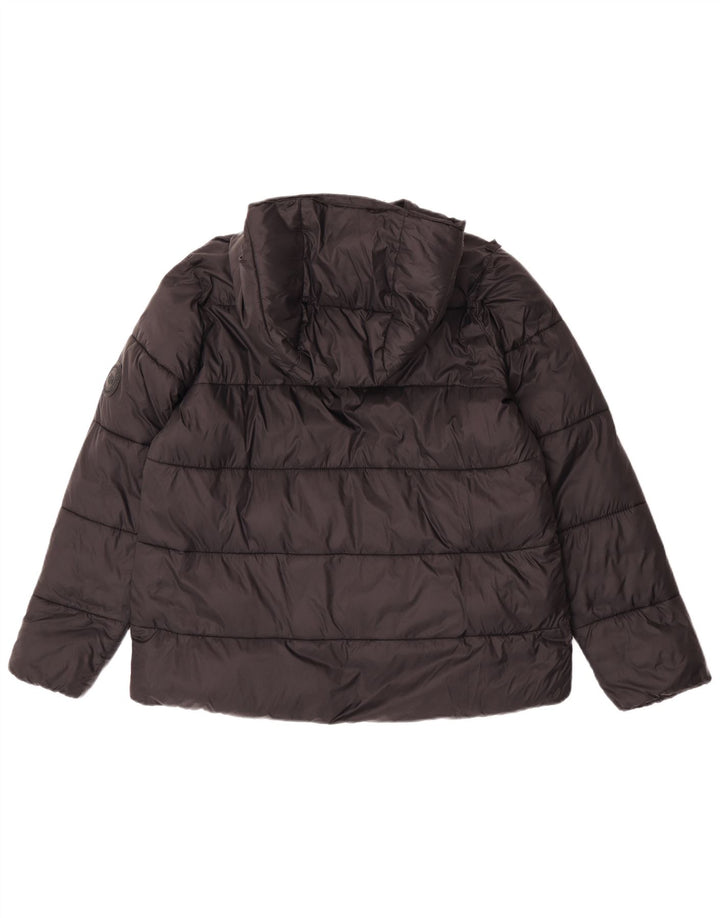 Zara Veste rembourrée à capuche pour femme UK 14 Nylon noir moyen