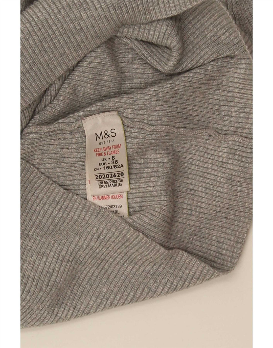 Marks & Spencer Pull col roulé pour femme UK 8 Small Gris Viscose
