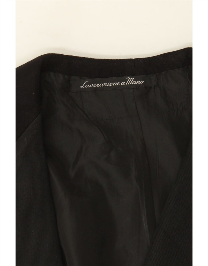 vintage Homme 1 Bouton Blazer Veste UK 36 Petit Noir