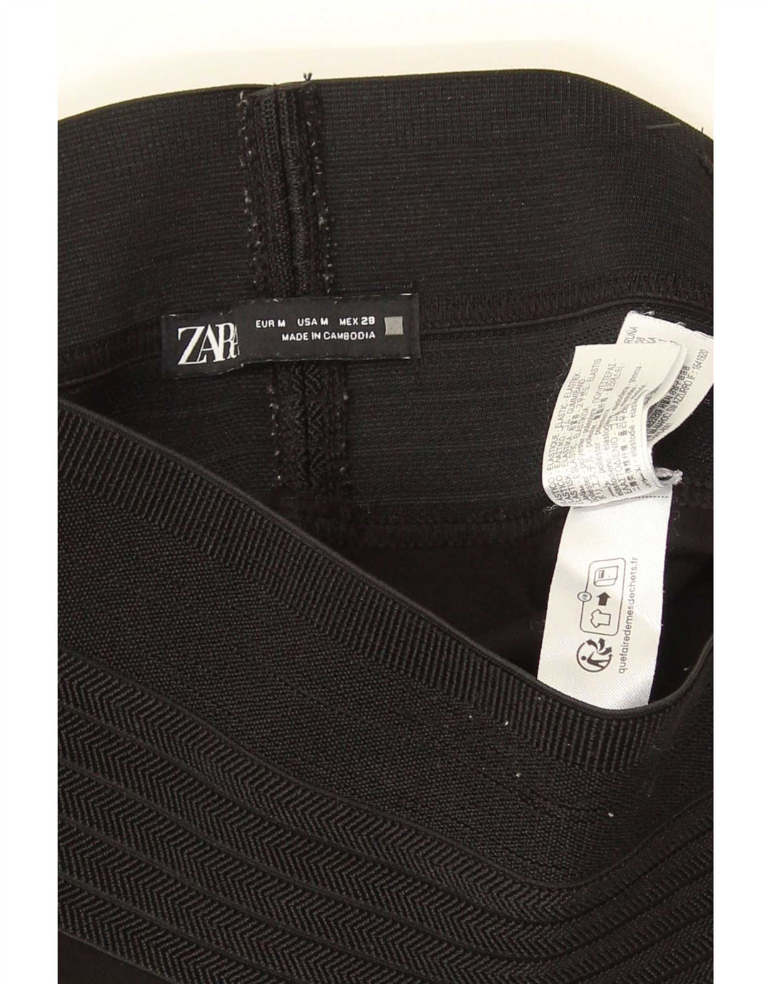 Zara Femme Legging Taille Haute Polyester Noir Moyen