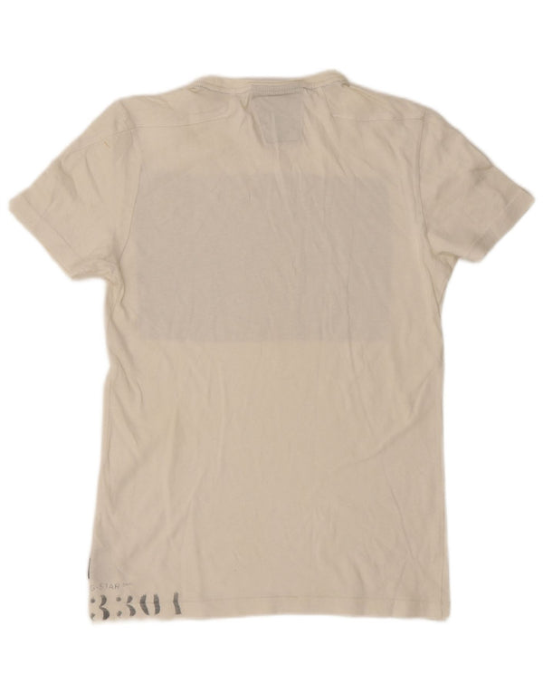 G-Star T-shirt graphique pour femme UK 14 Grand coton color block blanc