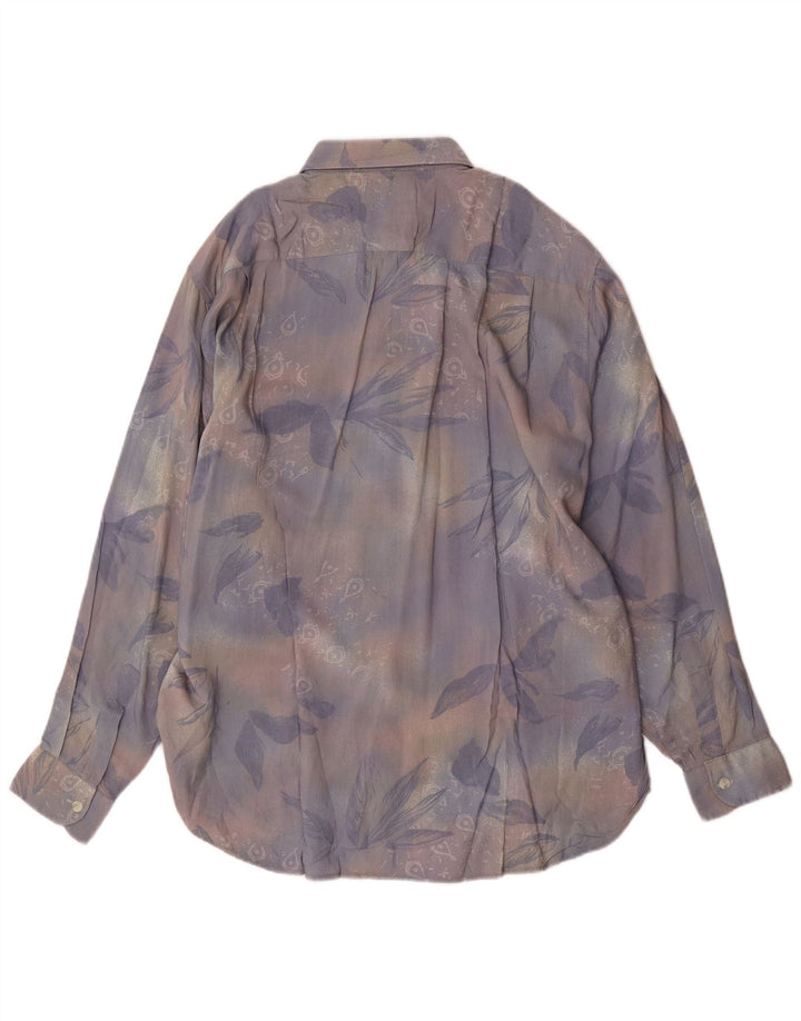 VINTAGE Chemise Homme Grande Viscose Florale Multicolore