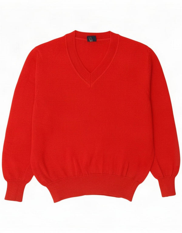 Ermenegildo Zegna Pull col V pour homme IT 54 XL Laine rouge