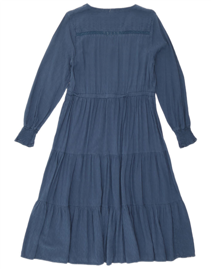 Robe à volants à manches longues White Stuff pour femme UK 42 Bleu moyen Viscose
