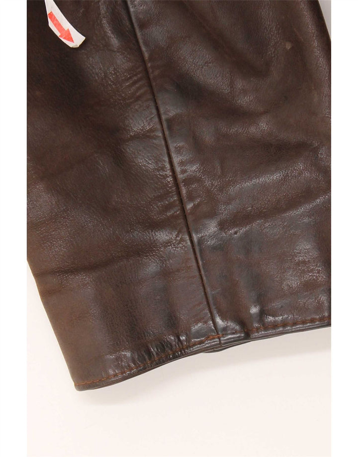 veste en cuir homme vintage UK 36 Petit Marron